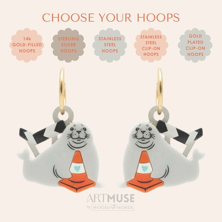 Neil the Seal ARTMUSE Charm + Hoops