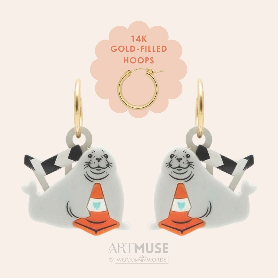 Neil the Seal ARTMUSE Charm + Hoops
