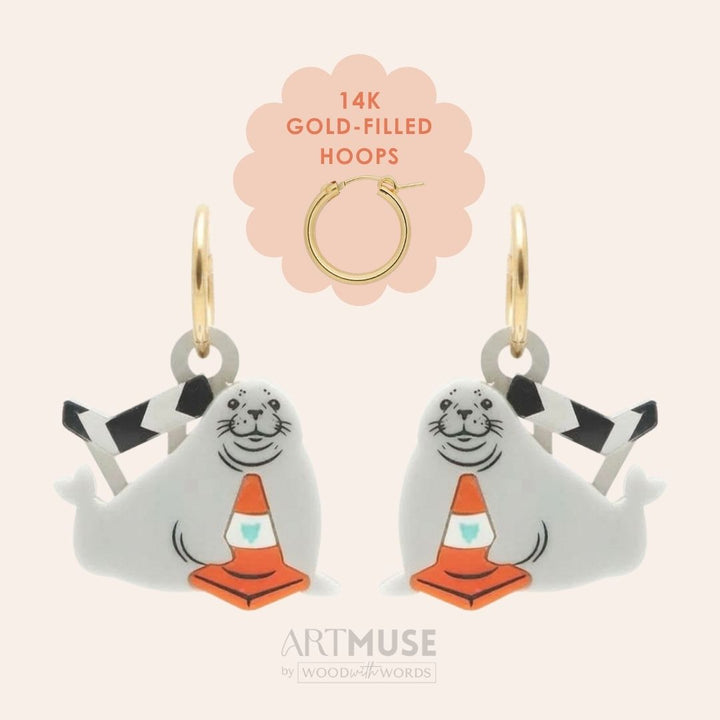 Neil the Seal ARTMUSE Charm + Hoops