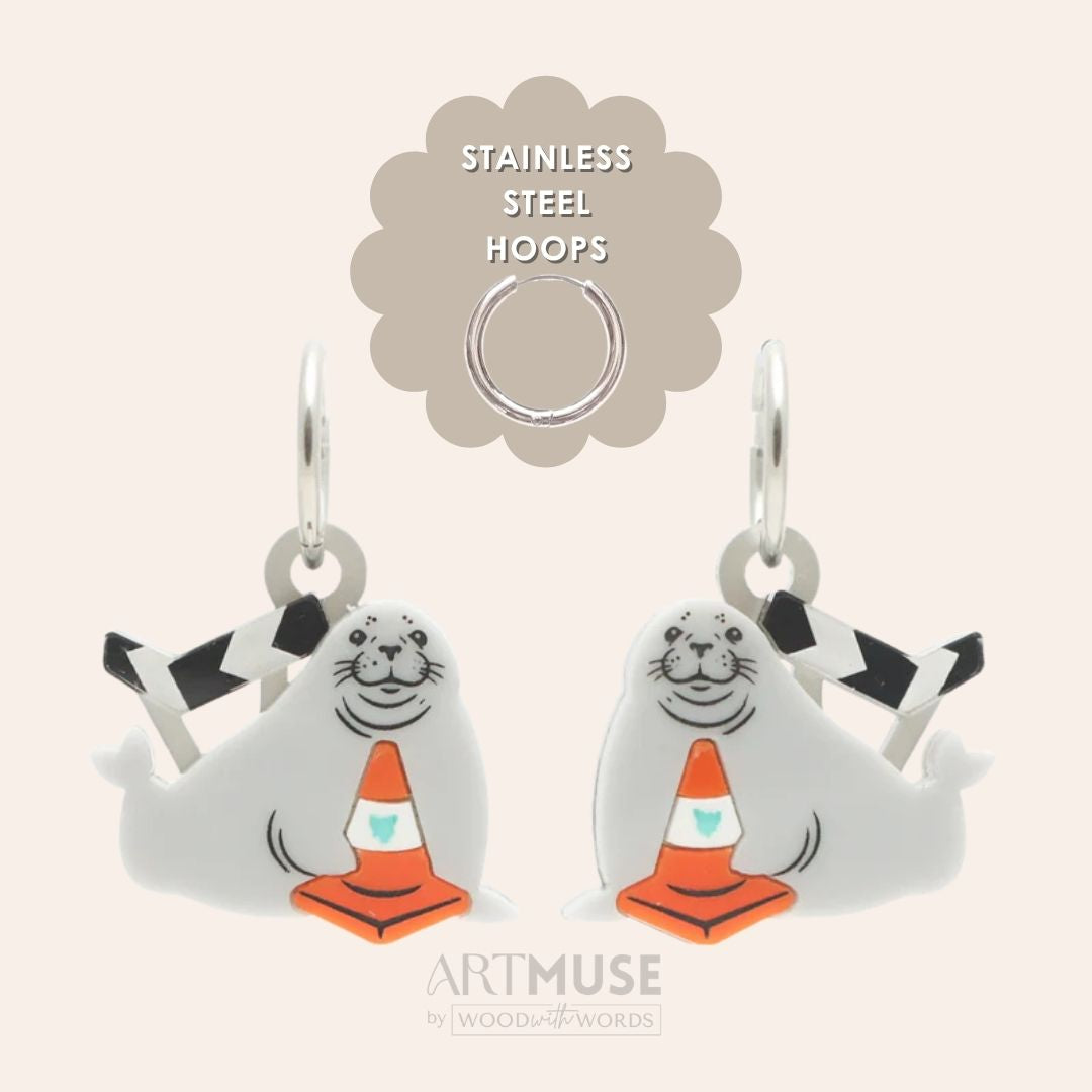 Neil the Seal ARTMUSE Charm + Hoops