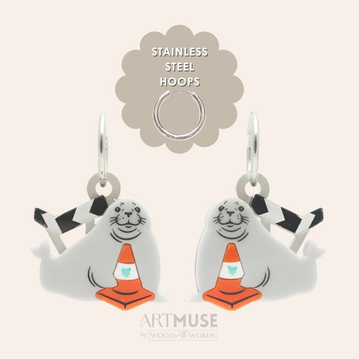 Neil the Seal ARTMUSE Charm + Hoops