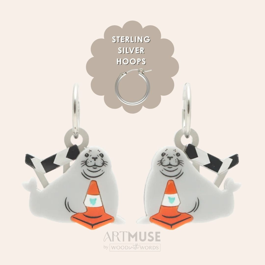 Neil the Seal ARTMUSE Charm + Hoops
