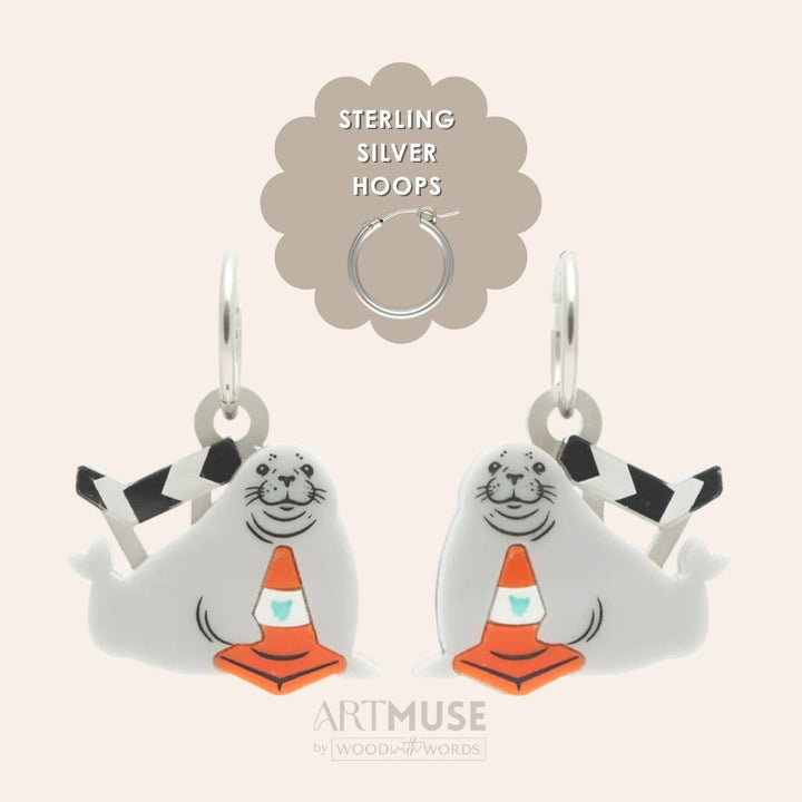 Neil the Seal ARTMUSE Charm + Hoops