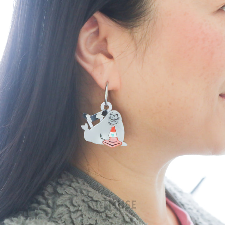 Neil the Seal ARTMUSE Charm + Clip-On Hoops