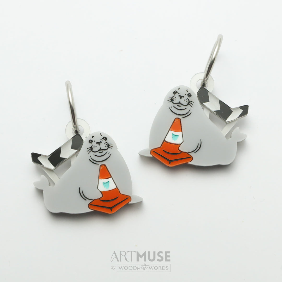 Neil the Seal ARTMUSE Charm + Clip-On Hoops