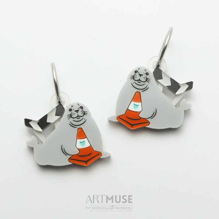Neil the Seal ARTMUSE Charm + Clip-On Hoops