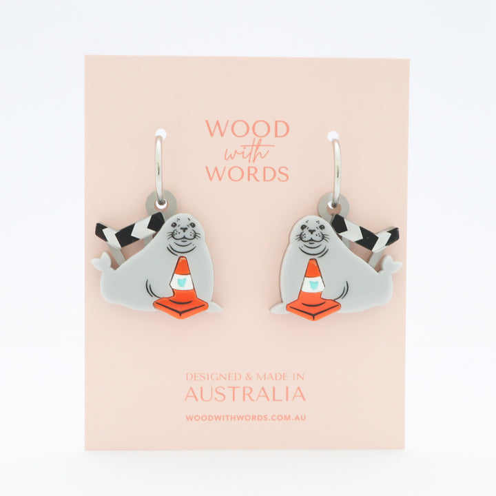 *Non-Piercing* Neil the Seal ARTMUSE Charm + Clip-On Hoops