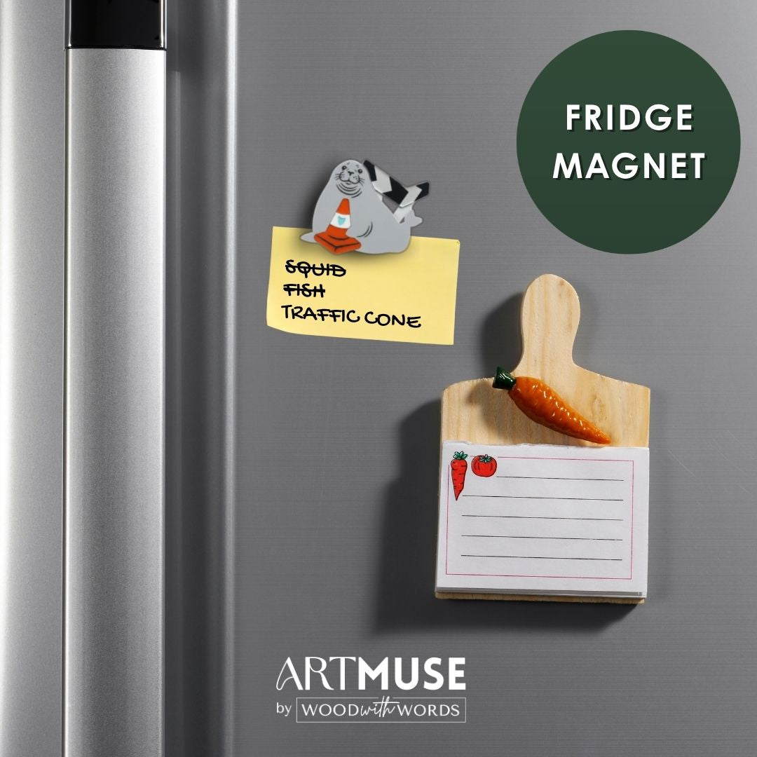 A fridge magnet featuring Neil the Seal - handmade in Melbourne by Wood With Words. Beautiful Australian accessories for gifting.