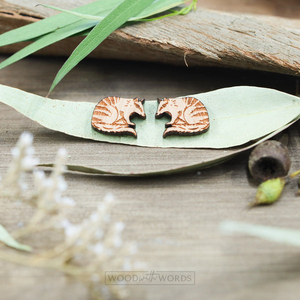 Numbat Wooden Stud Earrings