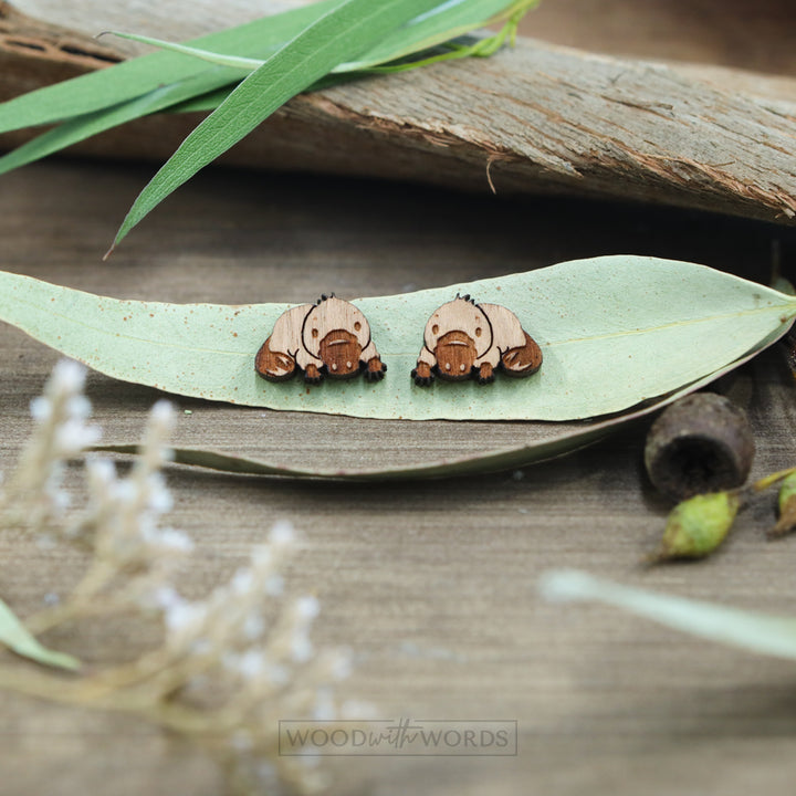 Platypus Wooden Stud Earrings