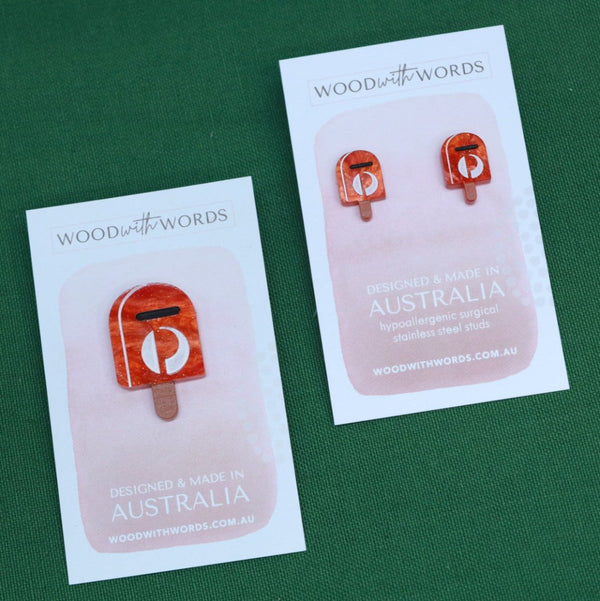 Post Box Mail Box Stud Earrings or Pin