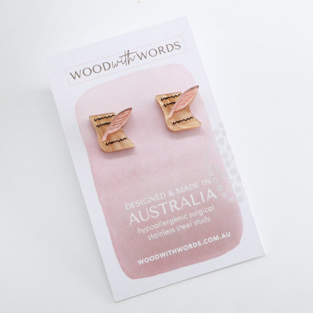 Writer’s Paper Quill Acrylic Stud Earrings