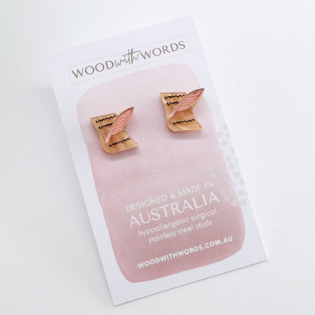 Writer’s Paper Quill Acrylic Stud Earrings