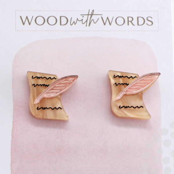 Writer’s Paper Quill Acrylic Stud Earrings