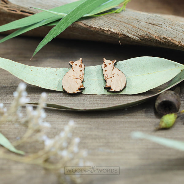 Quokka (Body) Wooden Stud Earrings