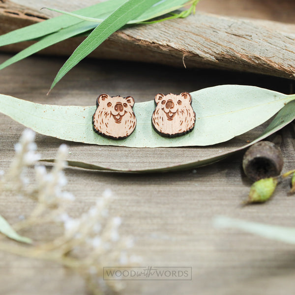 Quokka Wooden Stud Earrings