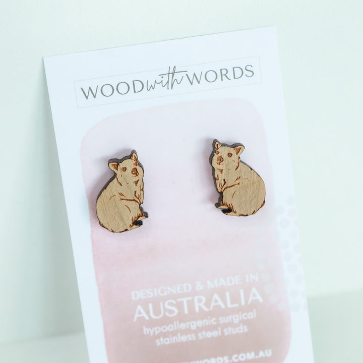 Quokka (Body) Wooden Stud Earrings