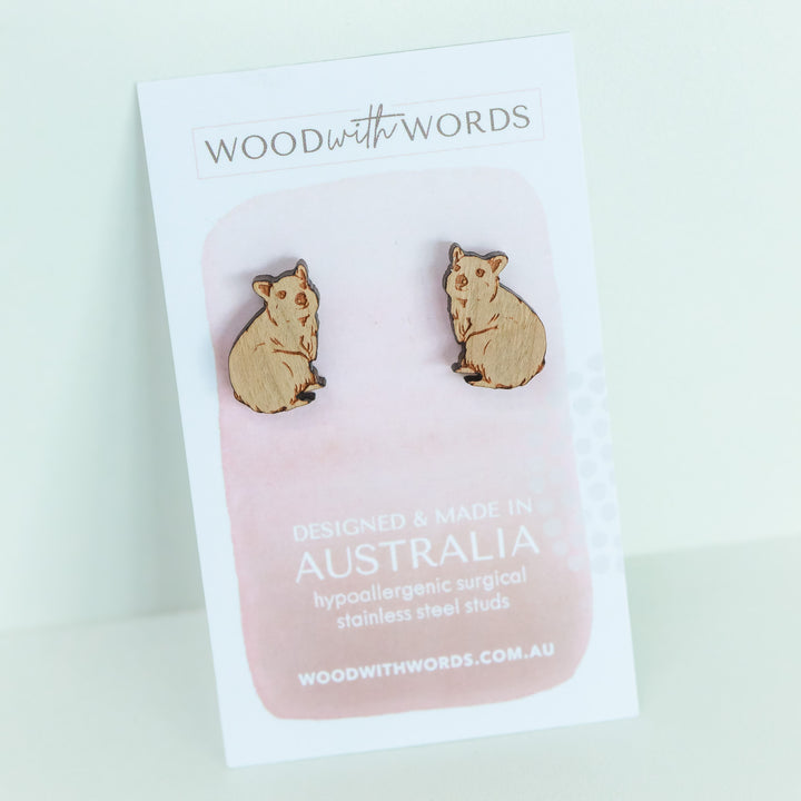 Quokka (Body) Wooden Stud Earrings