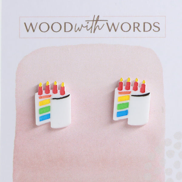 Rainbow Cake Acrylic Stud Earrings