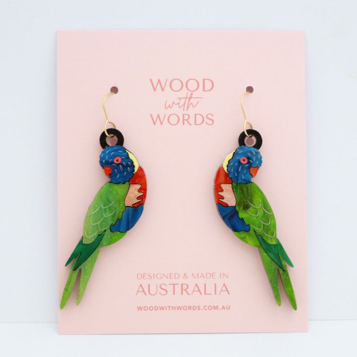 Rainbow Lorikeet Dangle Earrings