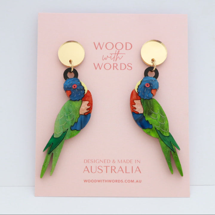 Rainbow Lorikeet Dangle Earrings