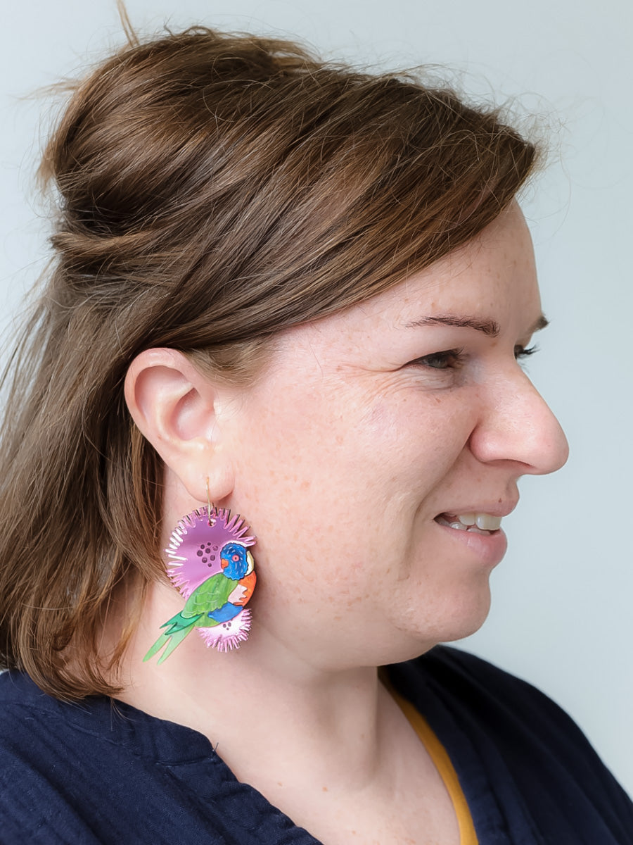Rainbow Lorikeet Dangle Earrings