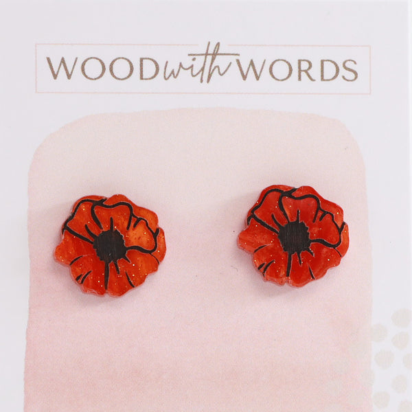 Red Poppy Acrylic Stud Earrings