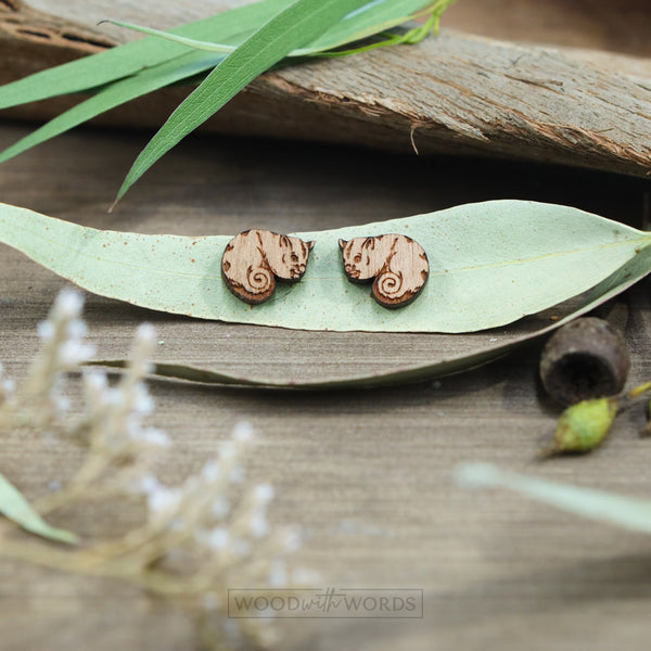 Ringtail Possum Wooden Stud Earrings