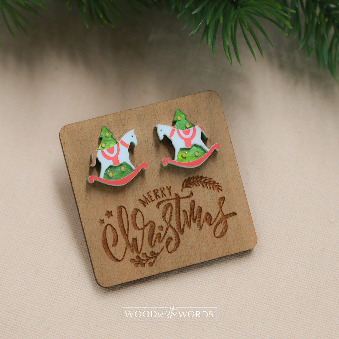 Rocking Horse Acrylic Stud Earrings