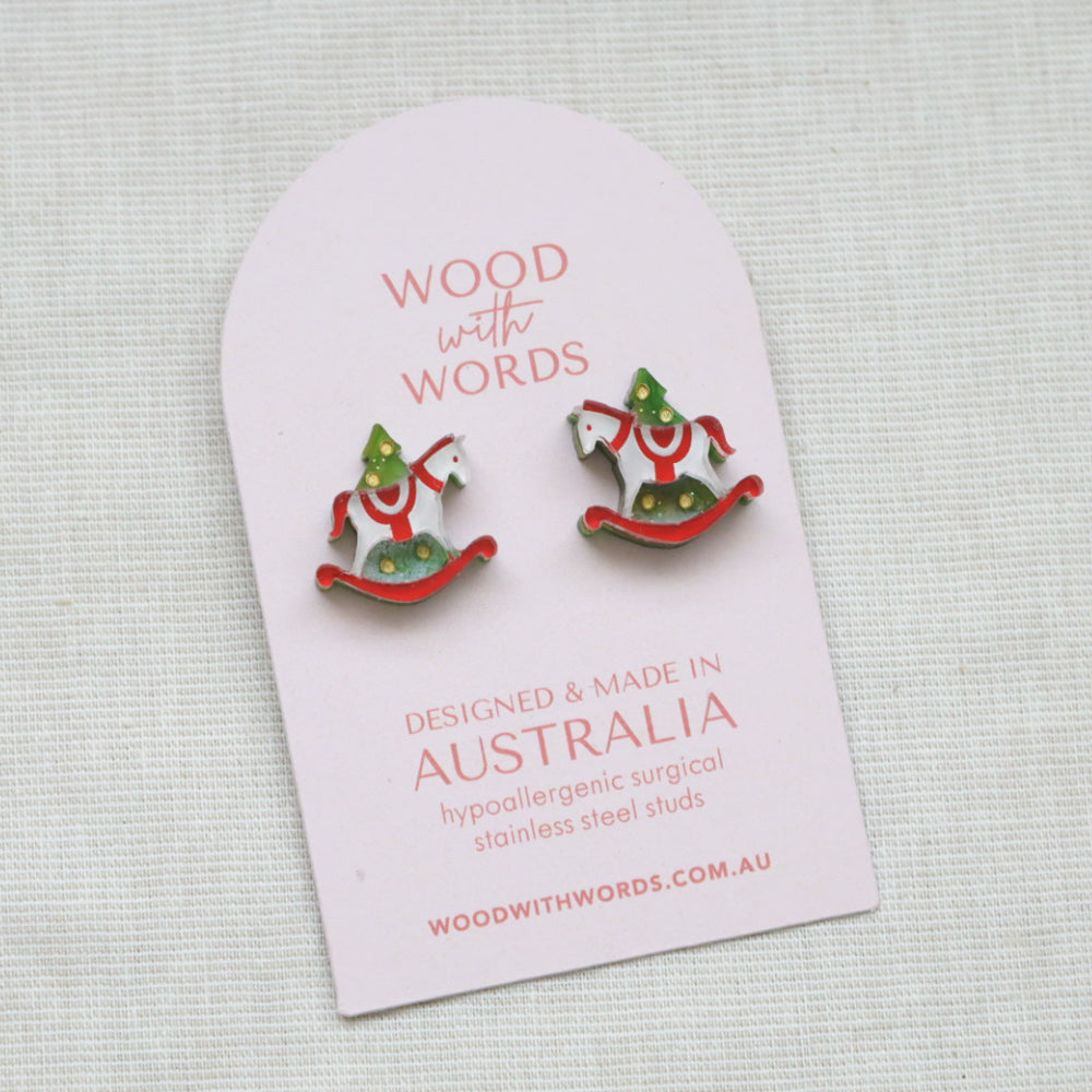 Rocking Horse Acrylic Stud Earrings