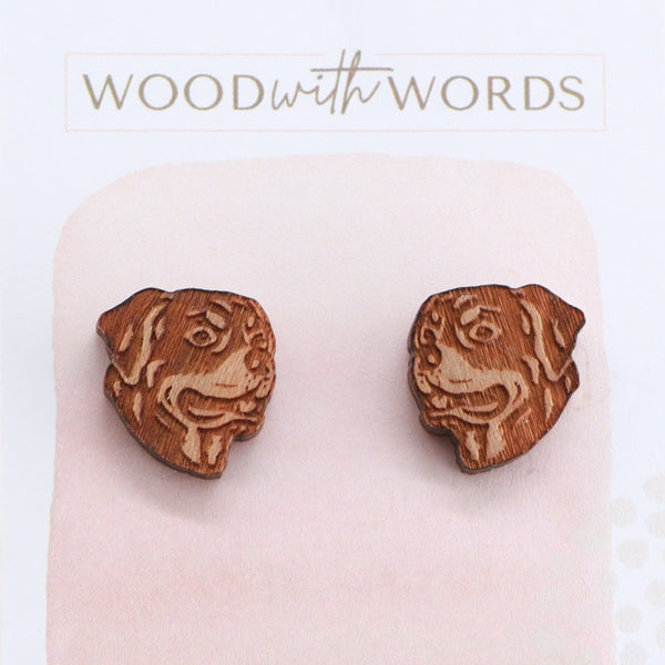 Rottweiler Wooden Stud Earrings