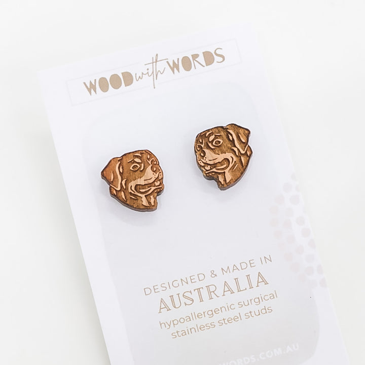 Rottweiler Wooden Stud Earrings