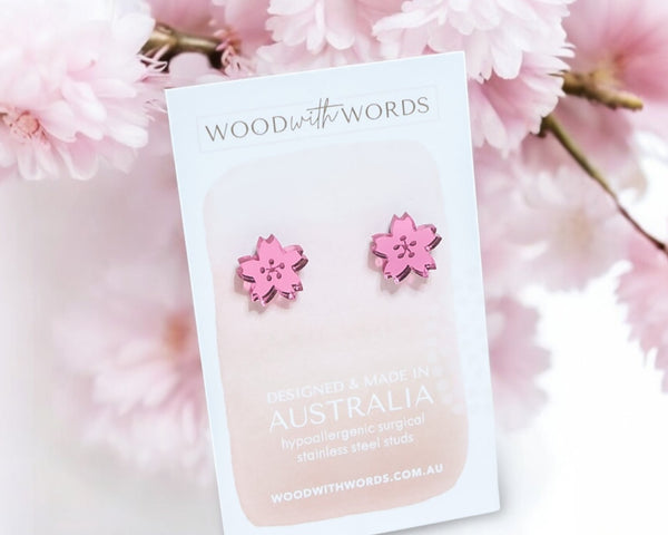 Sakura Cherry Blossom Acrylic Stud Earrings