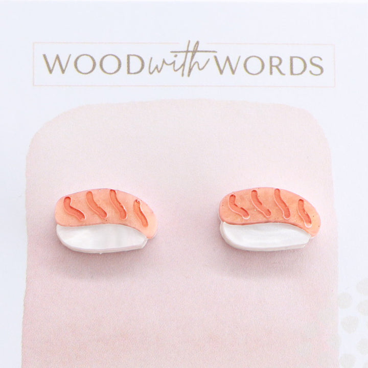 Salmon Nigiri Sushi Acrylic Stud Earrings