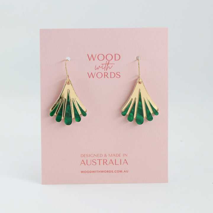 Scallop Emerald Art Deco Dangle Earrings