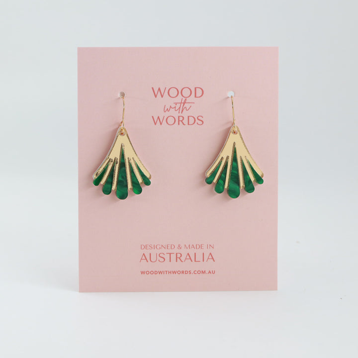 Scallop Emerald Art Deco Dangle Earrings