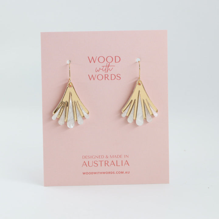 Scallop Ivory Art Deco Dangle Earrings