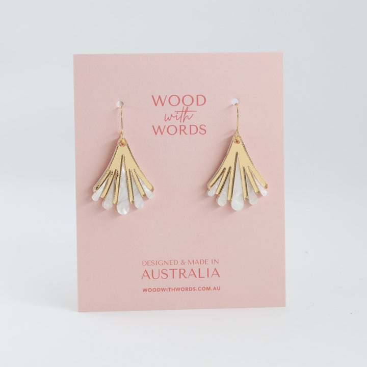 Scallop Ivory Art Deco Dangle Earrings