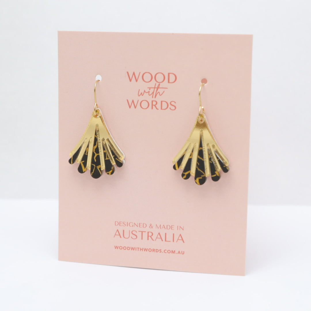 Scallop Midnight Art Deco Dangle Earrings