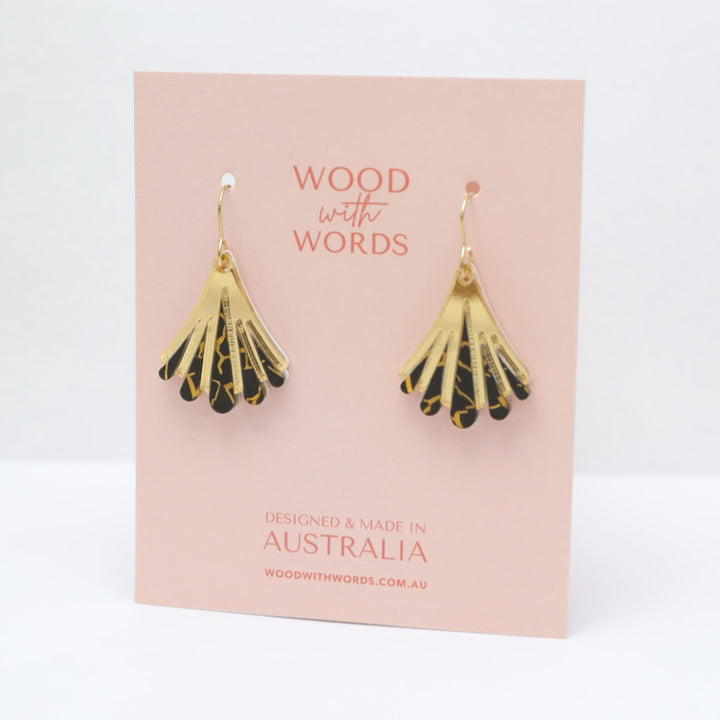 Scallop Midnight Art Deco Dangle Earrings