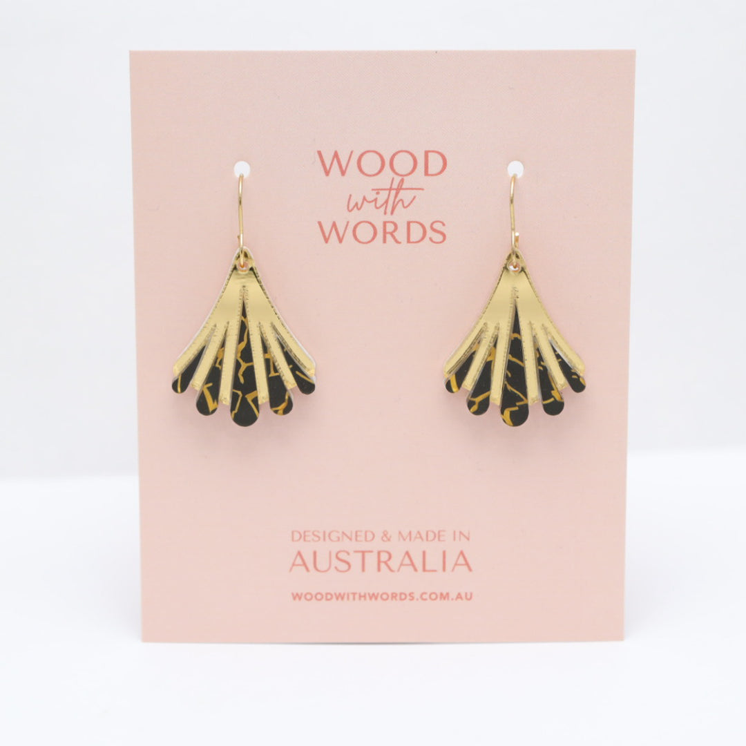 Scallop Midnight Art Deco Dangle Earrings