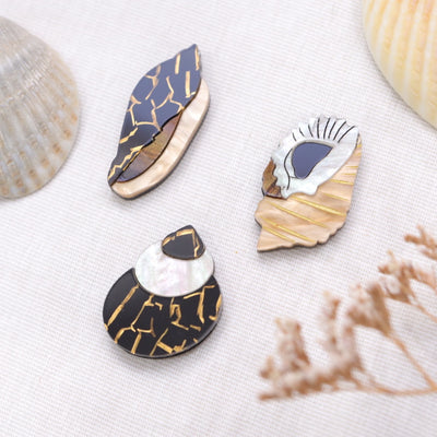Seashell Acrylic Handmade Pin - Assorted