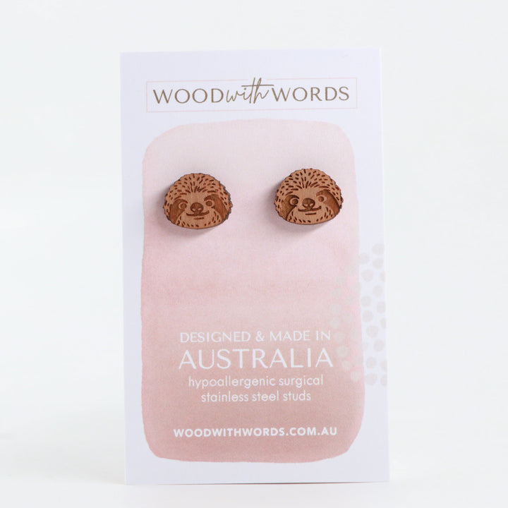 Sloth Wooden Stud Earrings