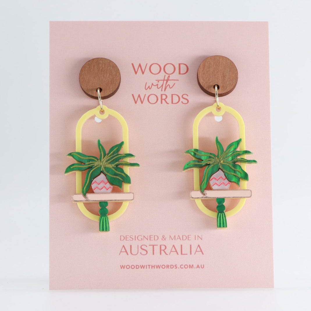Spider Hanging Plant Dangle Earrings