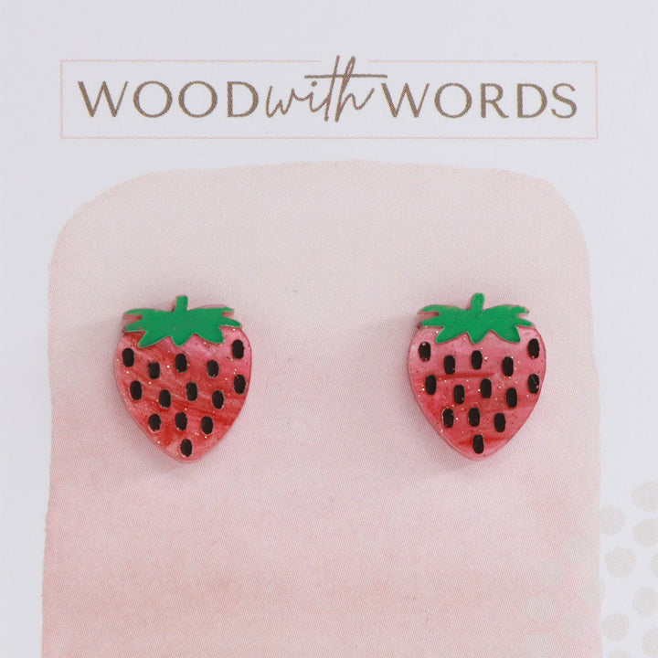 Strawberry Acrylic Stud Earrings