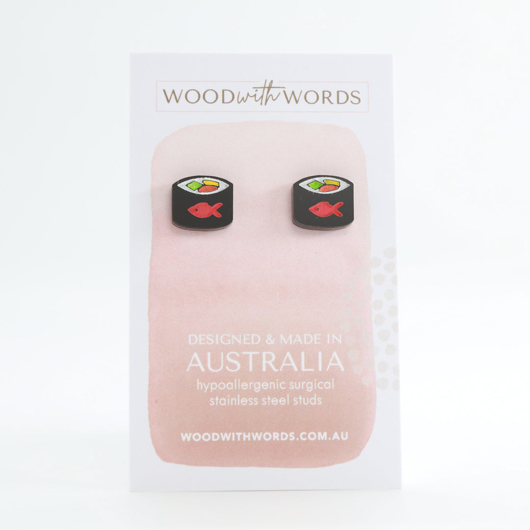 Sushi Maki Rolls Acrylic Stud Earrings