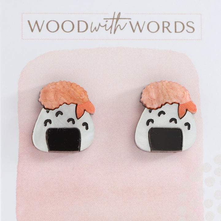 Tempura Prawn Riceball Onigiri Acrylic Stud Earrings