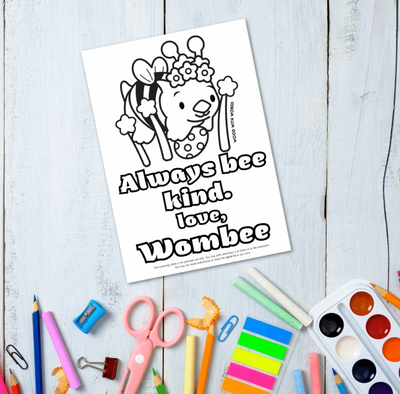 Always Bee Kind - Wombee Colouring Sheet (Digital Download)