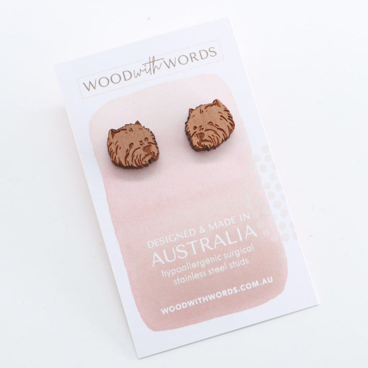 West Highland Terrier Wooden Stud Earrings