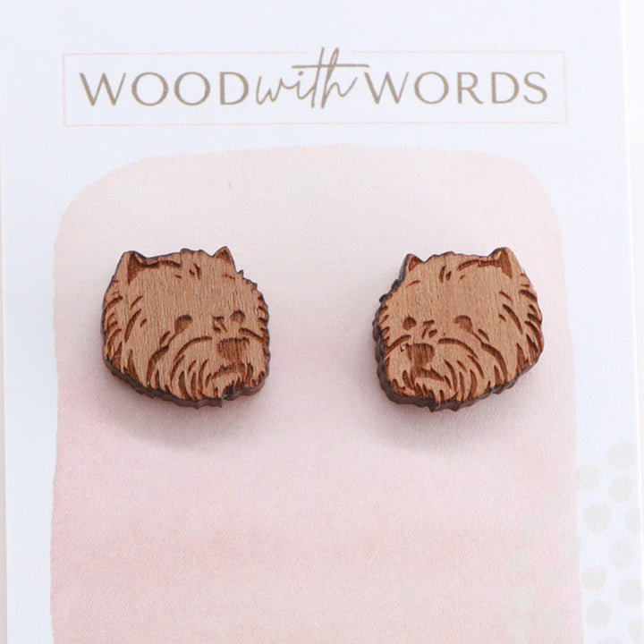 West Highland Terrier Wooden Stud Earrings